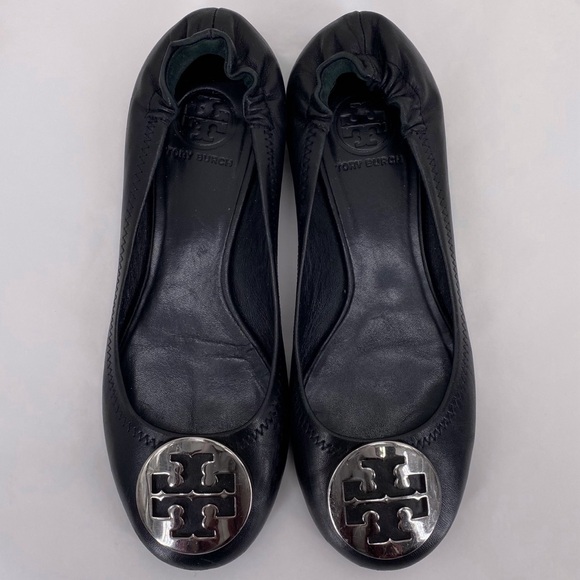 Tory Burch black & silver ballet flats - Picture 1 of 9
